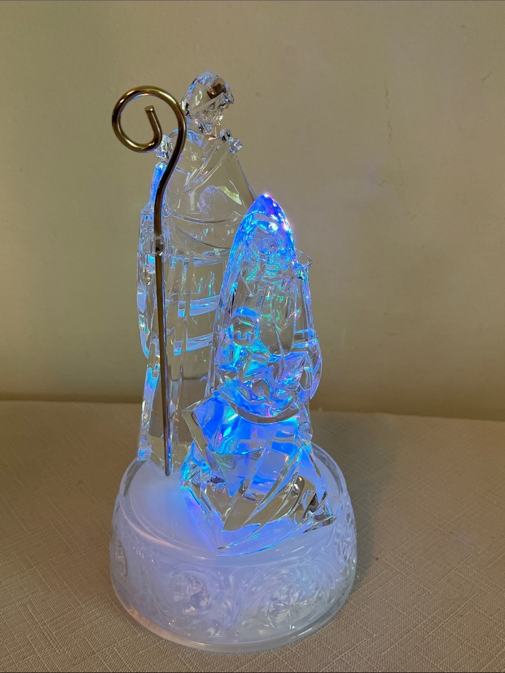 Clear Plastic Light up Color Changing Nativity Figurine
Battery operated